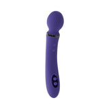 Evolved Shiver Silicone Rechargeable Vibrator Purple with textured wand head and controls for versatile stimulation.