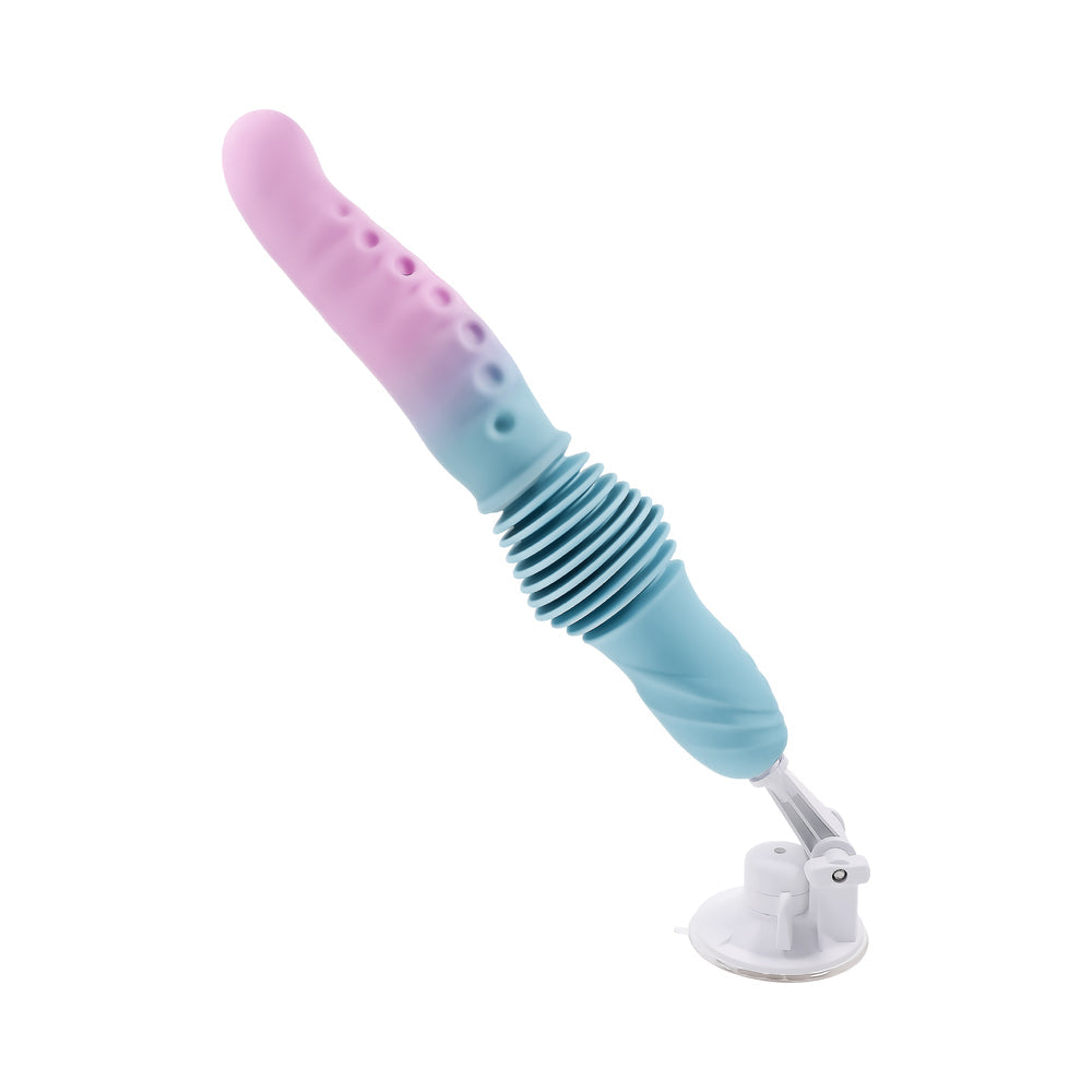 Gender X Tentacle Thruster Vibrator Multicolor with suction base, blue and pink gradient, and realistic tentacle shape.