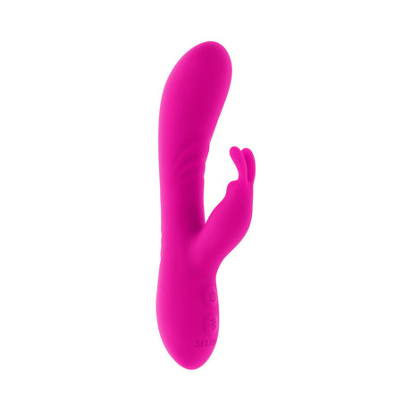 Selopa Robust Rabbit Silicone Vibrator Pink displayed in a smooth, cheerful pink color with flexible bunny ears.