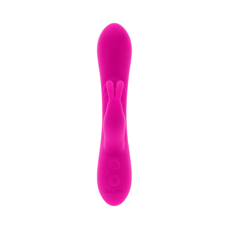 Selopa Robust Rabbit Silicone Vibrator Pink showcased in bright pink silicone for dual-action pleasure.