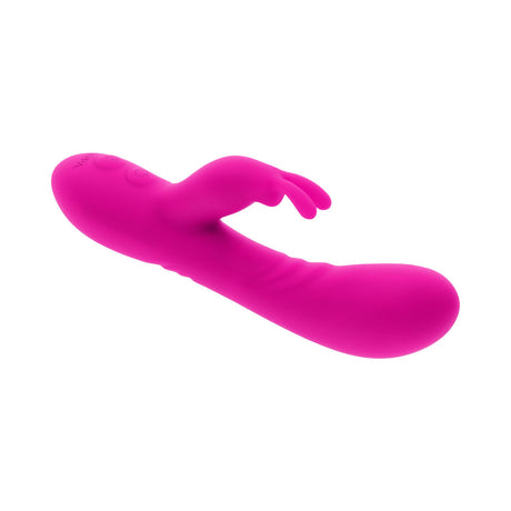 Selopa Robust Rabbit Silicone Vibrator Pink designed for dual-action pleasure with a smooth silicone finish.