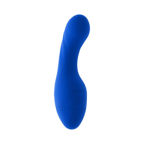 Selopa Siren G Silicone Rechargeable Vibrator Blue in a sleek design for focused G-spot pleasure.