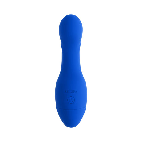 Selopa Siren G Silicone Rechargeable Vibrator Blue, sleek design, blue silicone massager for G-spot pleasure.