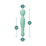 Blush Collection Amelia Massage Wand Seafoam dimensions showing height and width for optimal use.