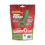 Screaming O Ride The Pickle Pleasure Ring Green packaging showcasing playful design and features.