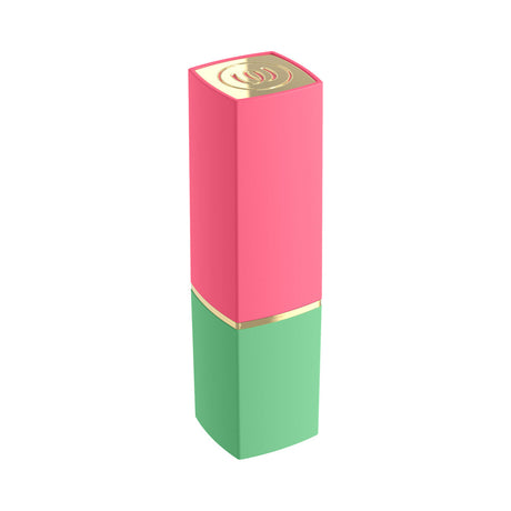 Womanizer Beauty Clitoral Stimulator Green Pink, portable lipstick-shaped toy for discreet pleasure on-the-go.