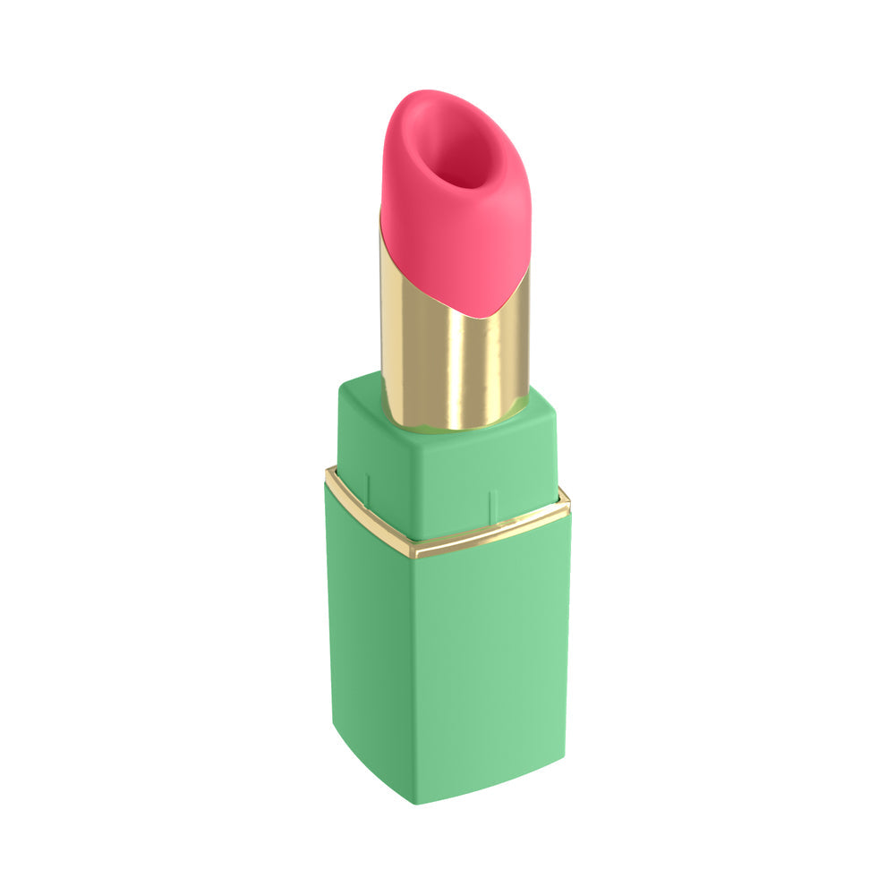 Womanizer Beauty Clitoral Stimulator Green Pink designed like lipstick for discreet pleasure on-the-go.