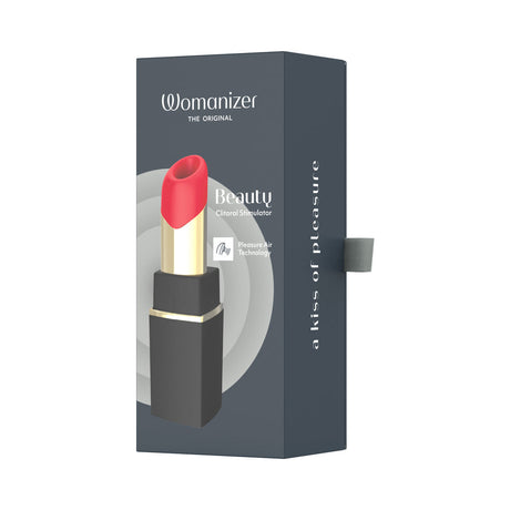 Womanizer Beauty Air Pulse Stimulator Black & Gold packaging featuring clitoral stimulator design.