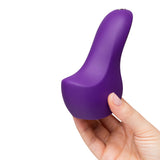 We-Vibe Shared Touch Couples Grinding Vibrator Purple held in hand, showcasing its ergonomic design and vibrant color.