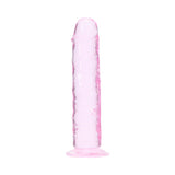 Realrock 5 Inch Realistic Suction Cup Dildo Pink displayed in a vertical position against a white background.
