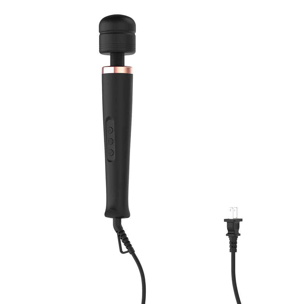 Adam & Eve Magic Massager Ultimate Plug-In Wand with power controls and charging cable.