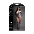 Fantasy Lingerie Sheer Long Sleeve Bodystocking Queen Size modelled with an off-the-shoulder neckline in a dramatic display.
