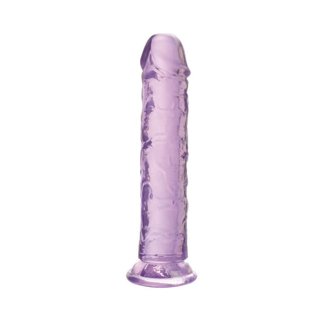 Adam & Eve Crystal Gem 7 Inch Dildo Amethyst in a vibrant purple color with a textured shaft.