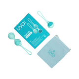 UVA Kegel Balls Set With 3 Progressive Weights packaging and components displayed on a white background.