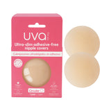 UVA Vanilla Non-Adhesive Round Nipple Covers packaging with two nipple covers, ultra-slim and adhesive-free design.
