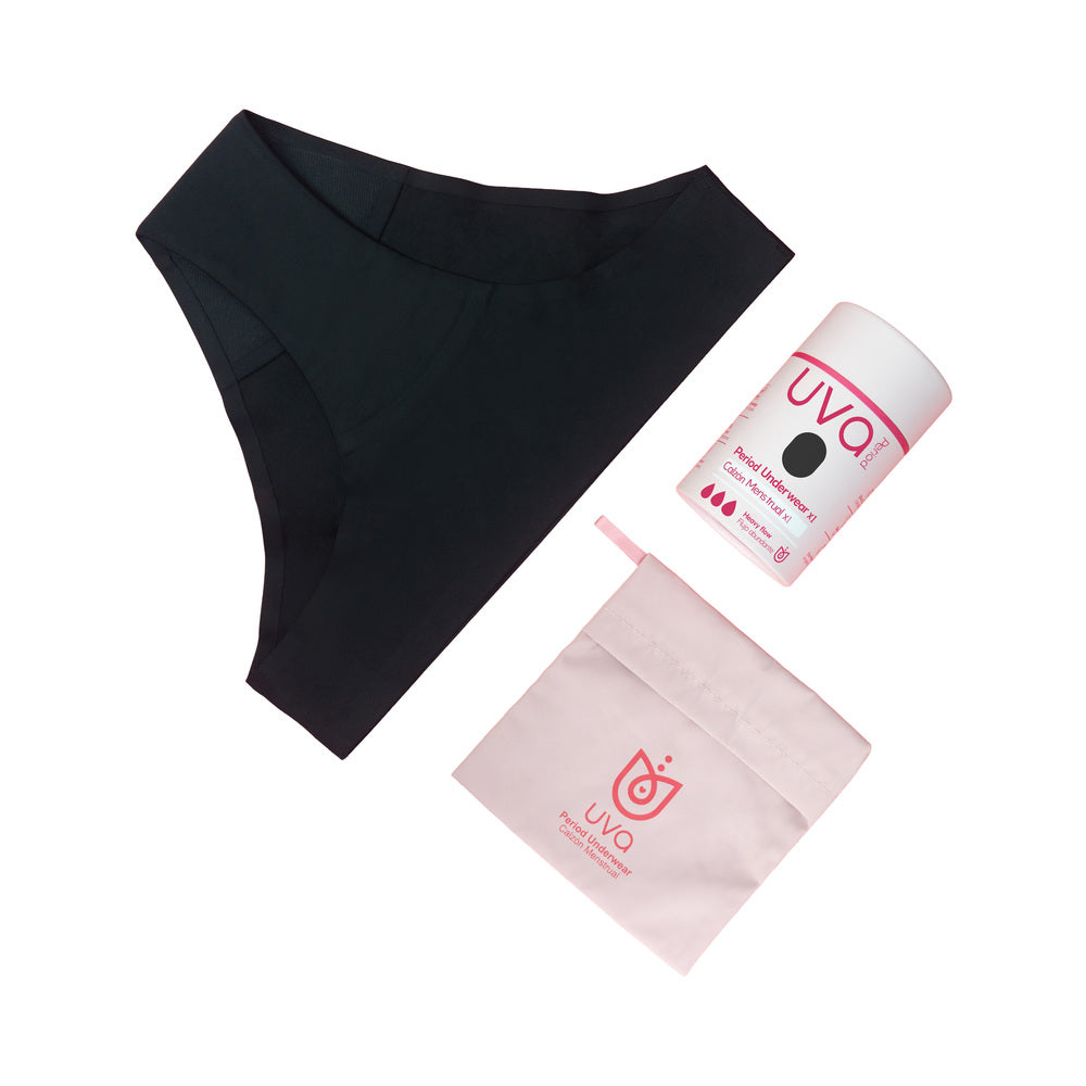 UVA Heavy Flow Period Panties Small with matching storage bag and packaging for leak protection and comfort.