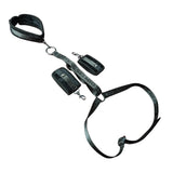 Sei Mio Harnessing Potential Body Harness With Cuffs featuring wrist and neck cuffs for restrained positioning.