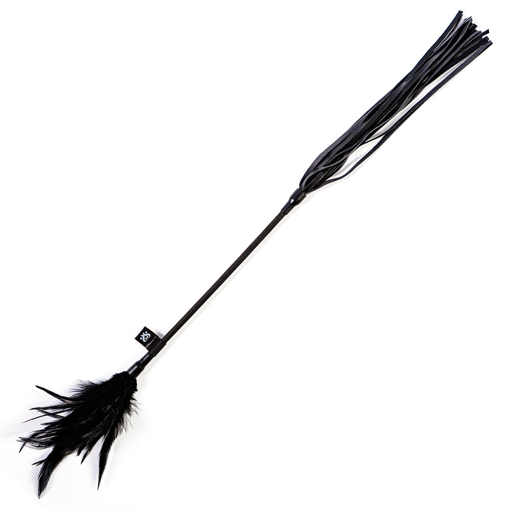 Sei Mio Double Standards Whip and Tickler with contrasting textures for impact play.