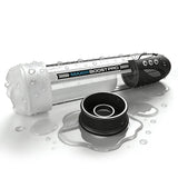 Pumpworx Maxboost Pro Flow Deluxe Penis Pump Kit Black with interchangeable sleeves and water droplets.