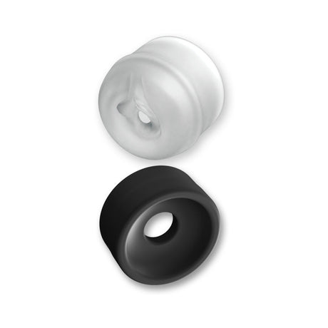 Pumpworx Rockhard Auto Penis Pump and Stroker replacement sleeves in clear and black for enhanced experience.
