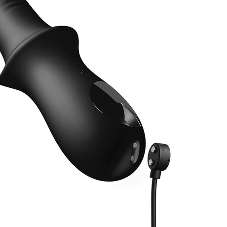 Anal Fantasy Elite Pleasure Wave Vibrating Massager Black with cable connection for powerful vibrations.