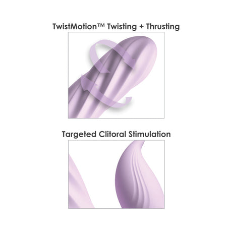 TwistMotion™ twisting and thrusting features of Fantasy For Her Fantasy Twist Rabbit Vibrator Purple for targeted stimulation.