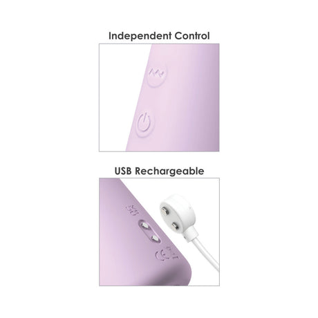 Independent control and USB rechargeable features of Fantasy For Her Fantasy Twist Rabbit Vibrator Purple.