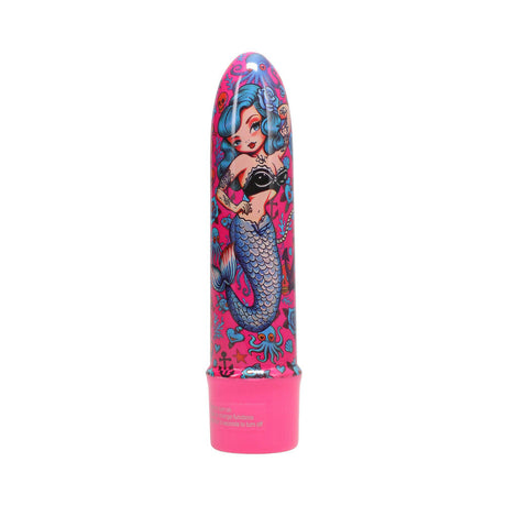 Into The C Mervibes 5 inch Vibrator Pink featuring a vibrant mermaid design.