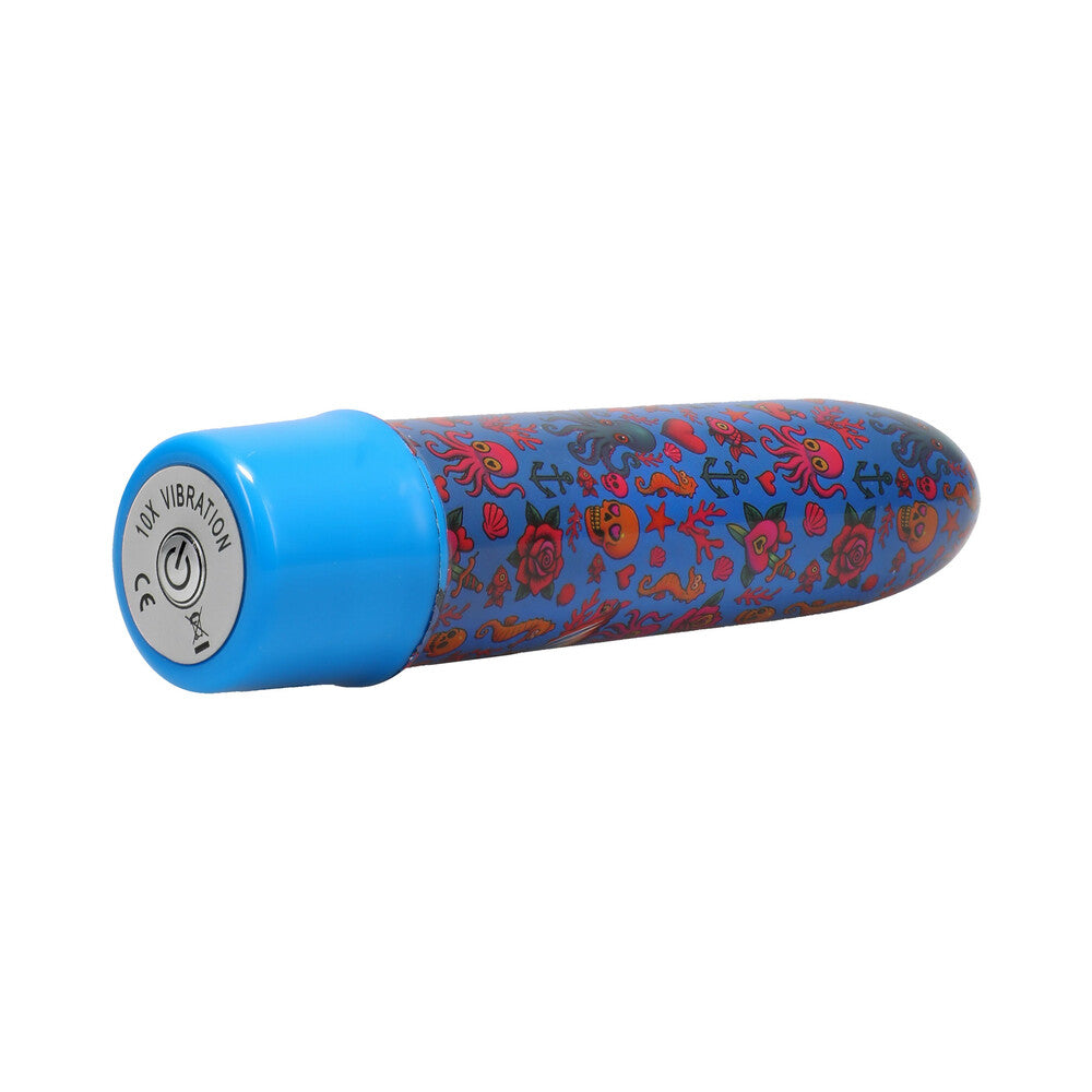 Into The C Mervibes 5 inch Vibe Blue with vibrant mermaid-inspired design and blue cap.