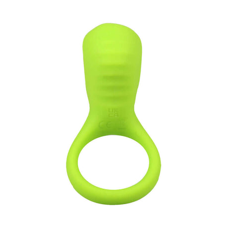 Mood Play Vibrating C-ring Green by Doc Johnson, stretchy couples ring for enhanced pleasure.