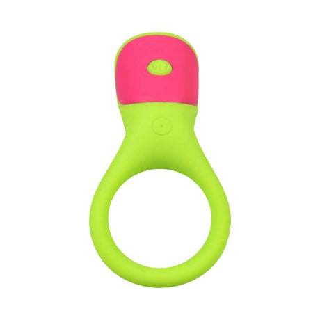 Mood Play Vibrating C-ring Green - stretchy couples ring for enhanced pleasure and longer-lasting erections.