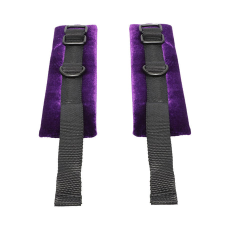 Merci Velvet Wrist Cuffs Violet Black featuring plush velvet and secure straps for intimate restraint.