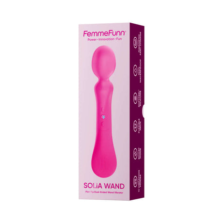 Femmefunn Solia Wand Vibrator Pink in packaging, designed for indulgent body pleasure and relaxation.