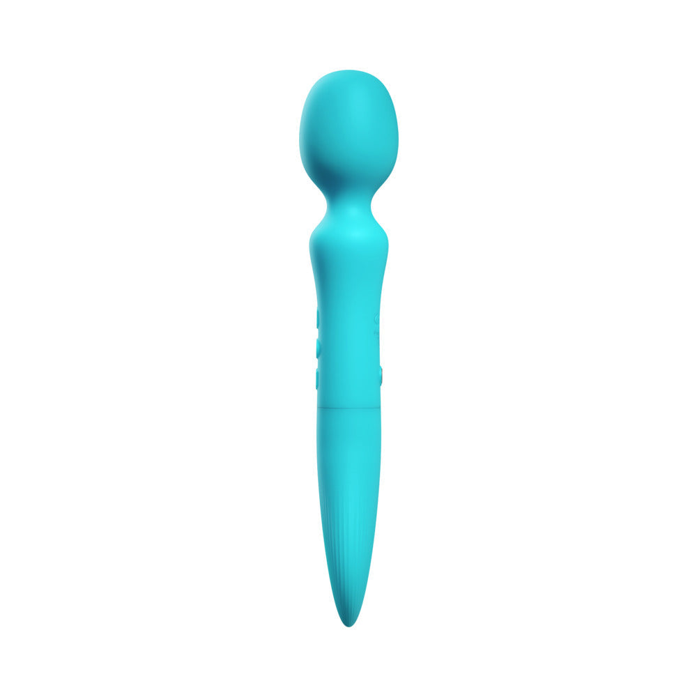 Femmefunn Solia Wand Vibrator Turquoise, sleek design for deep stimulation and full-body massage.