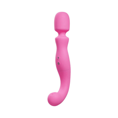 Femmefunn Naya Rechargeable Wand Vibrator Pink side view showcasing its ergonomic design and sleek form.