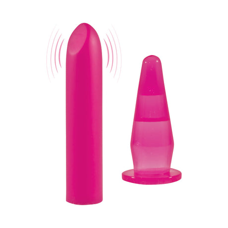 Nasstoys Smart-Ass Anal Plug Assortment Pink showing a vibrating plug and miniature plug for anal play.
