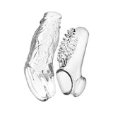 Nasstoys Magic Dual Penis Sleeve Kit Clear with two textured sleeves for enhanced stimulation and pleasure.