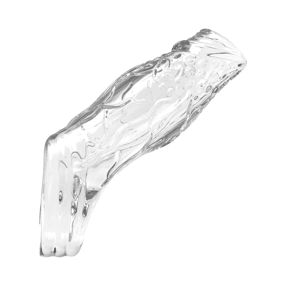 Nasstoys Magic Dual Penis Sleeve Kit Clear showcasing one textured sleeve with raised nubs for enhanced stimulation.