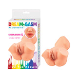 Nasstoys Dream-gasm Masturbator Cheerleader 1 Beige packaging with lifelike openings for dual entry stimulation.