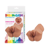 Dream-gasm Masturbator Cheerleader 1 Brown packaging featuring dual entry realistic openings.