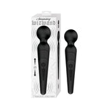 Amazing Wizwand Rechargeable Wand Massager Black in packaging showcasing its features and design.