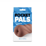 Pocket Pals Anal Stroker Brown packaging showcasing TPE stroker for enhanced solo pleasure.