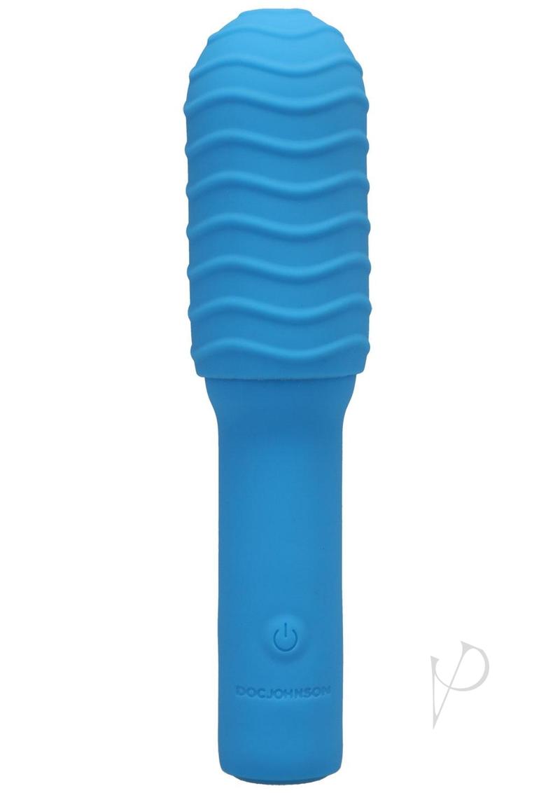 Pocket Rocket Elite Silicone Mini Vibrator Sky Blue in a sleek, ergonomic design, crafted from soft silicone.