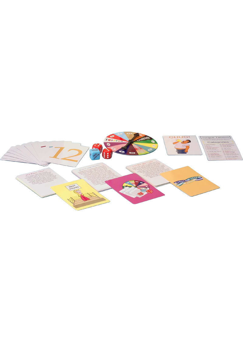 Kheper Games 1000 Drinking Games Adult Party Game components including cards and a spinner.
