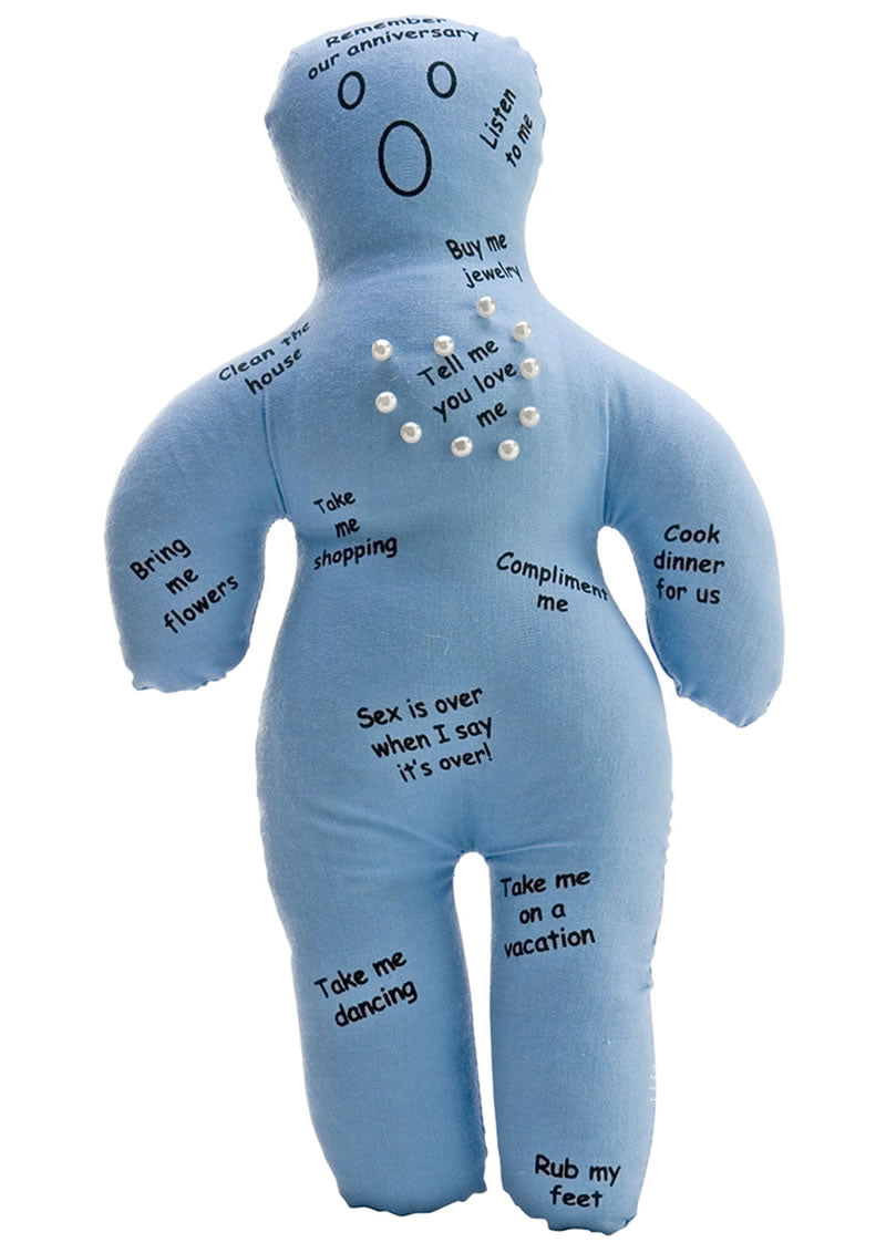 Kheper Games New Husband Voodoo Doll Gag Gift with humorous tasks and reminders for husbands.