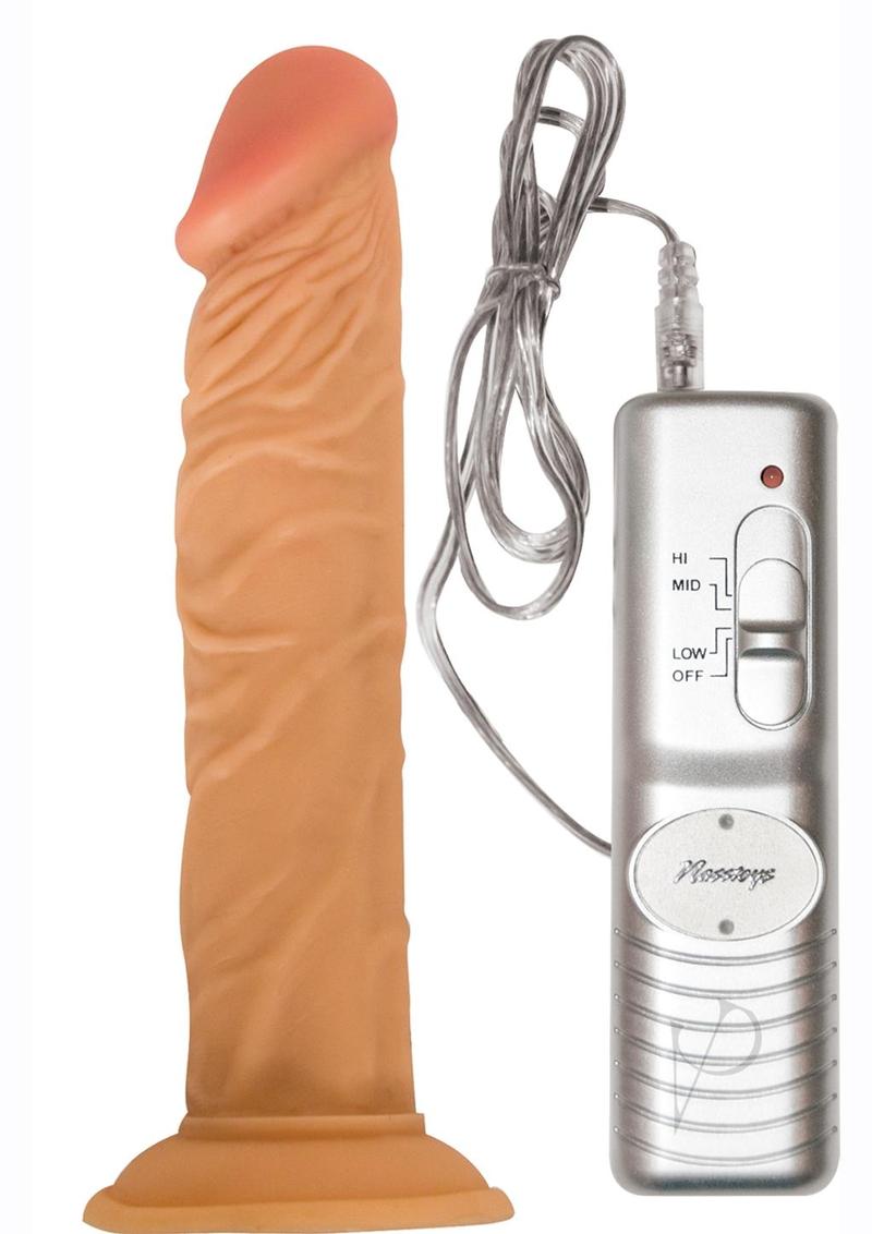 All American Whoppers 8 inch Vibrating Dildo Vanilla with controller for versatile play options.