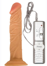 All American Whoppers 8 inch Vibrating Dildo Vanilla with controller for versatile play options.
