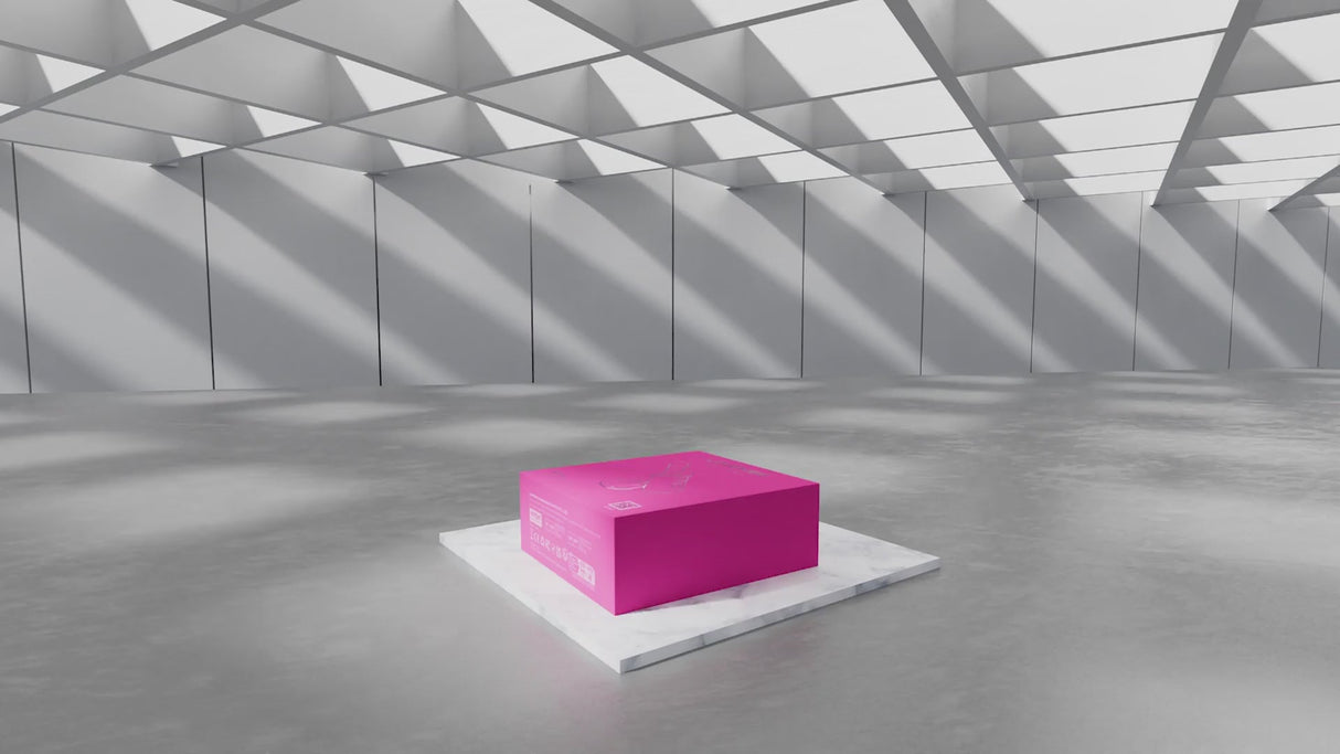 Lovense Spinel Thrusting Vibrating Dildo in pink packaging displayed in a modern, well-lit environment.