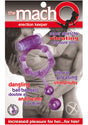 The MachO Erection Keeper Vibrating Cock Ring Purple packaging showcasing a multitasking couples toy for enhanced pleasure.