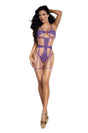 Dream Girl Purple Folly Teddy One Size Gold Hardware in purple with gold accents, accentuating curves and glamour.